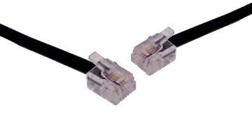 2m RJ14 Plug to RJ14 Plug Black Telephone Cable 6P4C-6P4C