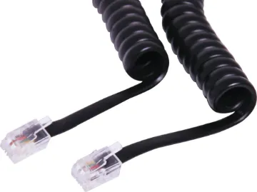 3m RJ10 Plug to RJ10 Plug Curly Black Telephone Cable 4P4C-4P4C (RJ10) 3m black curly cord suitable replacement for most modern telephone handpick cables.