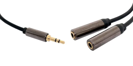 3.5mm Stereo plug - 2 x 3.5mm socket (Y lead), 30cm