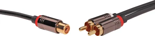 Female RCA to Dual RCA Male Lead, 0.2m. Diecast connector bodies, gold plated contacts.