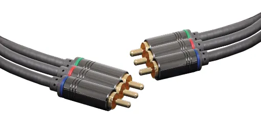 Component 3 RCA Male to 3 RCA Male Lead, 1.5m. Diecast connector bodies. Gold plated contact surfaces.