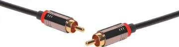 1.5m RG59U Pro Grade 75 Ohm RCA Male to RCA Male Cable Designed for digital audio. Pro Grade RG59U coaxial cable with diecast connectors & gold plated contacts.