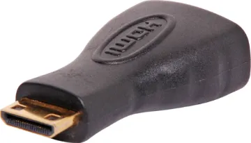 HDMI Socket to Mini HDMI Plug Adapter Converts a standard HDMI lead into a mini HDMI connection.