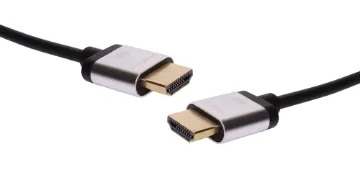 1m Thin 8K Ultra High Speed HDMI Cable 1m HDMI male to HDMI male cable. Skinny low profile plugs and ultra-slim cable. These leads provide a better fit for crowded connection panels and are ideal to take ‘on the go’ with your laptop. Capable of 4K @ 120hz and 8K @ 60hz with 32 channels of audio.