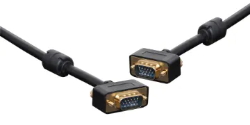 3m Filtered VGA DE15 High Density Male-Male Cable Filtered VGA DE15 High Density Male-Male Lead, 3m. Ferrite core on each end to reduce EMF interference. Tightly woven shield and cores meet UL2919 specification.
