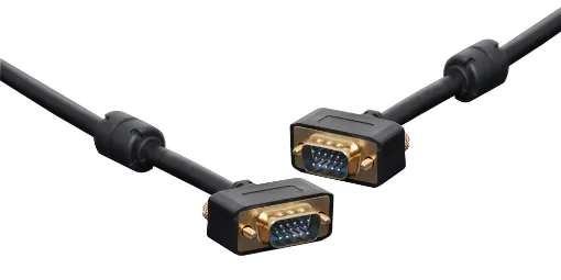Filtered VGA DE15 High Density Male-Male Lead, 3m. Ferrite core on each end to reduce EMF interference. Tightly woven shield and cores meet UL2919 specification.