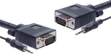 10m Filtered VGA+3.5mm Stereo DE15 Male-Male Cable Filtered VGA+3.5mm Stereo DE15 Male-Male Lead, 10m. Ferrite core on each end to reduce EMF interference. Tightly woven shield and cores meet UL2919 specification.