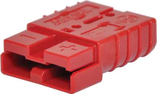 Anderson style red 50A DC power connector.