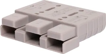 50A 600V Grey 3 Pole DC Anderson Style Power Plug A 3 pole DC plug in the style of the SB50 Anderson connector.