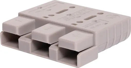 A 3 pole DC plug in the style of the SB50 Anderson connector.
