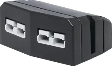 Surface Mount Dual Anderson Style SB50 Connector This Anderson style connector features an enclosure for surface mounting on vehicle cabinets or bodywork.