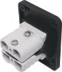This Anderson style connector features an enclosure for panel mounting on vehicle cabinets or bodywork.