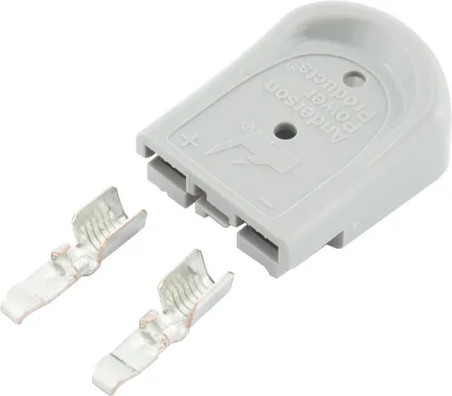 Amperage Rating: 45
Colour: Grey
Contacts:	Genderless
Contact Plating: Silver
Contacts Supplied: No
Housing Material: Polycarbonate
Positions:	2
Type: Complete Kits
RoHS: Yes
Wire Size (AWG): 10
Wire Size (mm&sup2): 5.3