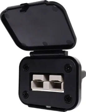Panel Mount 50A Anderson Style Connector With Cover This Anderson Style (SB50 50A type) connector provides easy connection to solar panels and auxiliary batteries/appliances Snap fit cover provides protection from dust and moisture when not in use. Includes connectors.