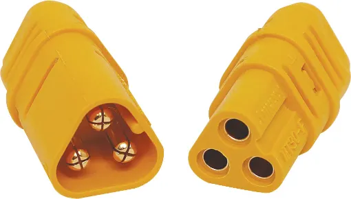 Ideal for use as battery connectors in high current draw applications such as RC&#8200LiPo batteries. Supplied as plug & socket pair. 30A rated @ 500V DC.
