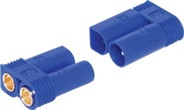 60A 600V EC5 Style High Current DC Connector Ideal for use as battery connectors in high current draw applications such as RC LiPo batteries. Supplied as plug & socket pair with matching 5ppm gold plated terminals. 60A rated @ 600V DC.
