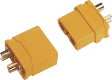 60A 600V XT60 Style High Current DC Connector Ideal for use as battery connectors in high current draw applications such as RC LiPo batteries. Supplied as plug & socket pair. 60A rated @ 600V DC.