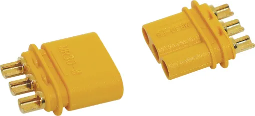 These MR30-M connectors are ideal for use as battery connectors in high current draw applications such as RC LiPo batteries.
