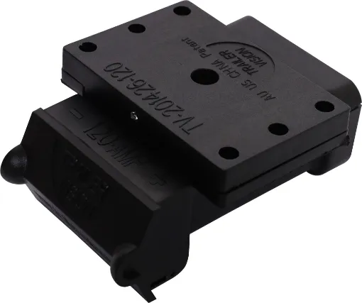 Trailer Vision TV201426-120. This surface mount housing is suitable for use with Anderson SB120 connectors and allows direct mounting to tow bar, bumper or other surface for easy connection and disconnection of Anderson plugs. 