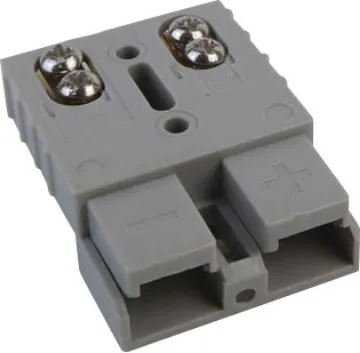 SB50 Anderson Style Screw Terminal Power Connector TrailerVision TV-USCHEU.  Allows you to terminate your DC power cabling with simple screw terminals instead of crimped lugs. This SB50 Anderson Style genderless connector is rated to 50A and can be used to quickly terminate cabling anywhere you would normally use an SB50 Anderson connector.