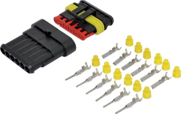 Weatherproof Multipole DC Connector 6 pole 14A Great for automotive wiring - requires no special crimpers. Use a standard automotive crimper, pliers or solder terminate. 14A rated.