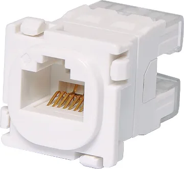 RJ45 Cat6A Socket Clip-In Mechanism to suit Clipsal A Cat6A mechanism to suit Clipsal wallplates (Note: not Clipsal brand). 
Features punchdown terminals on rear for connection. 8P8C socket.
