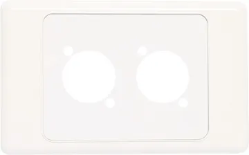 Wallplate For Dual D Series Connectors Suit any standard dimension "D" series XLR, HDMI, USB, RCA or RJ connectors. Mounting hole spacing 19W x 24Hmm. Supplied with two cover faceplates.
