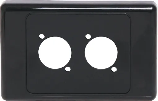 Suit any standard dimension "D" series XLR, HDMI, USB, RCA or RJ connectors. Mounting hole spacing 19W x 24Hmm. Supplied with two cover faceplates.