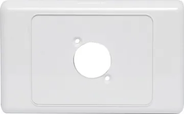 Wallplate For Single D Series Connector Single wallplate to suit any standard dimension SpeakOn sockets. Countersunk screw holes. Mounting hole spacing 19W x 24Hmm.