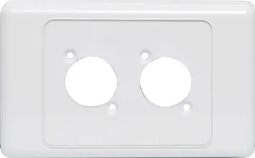 Wallplate For Dual D Series Connectors Dual wallplate to suit any standard dimension SpeakOn sockets. Countersunk screw holes. Mounting hole spacing 19W x 24Hmm.