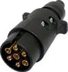 A user wireable 7 Pin round trailer plug. Connects to the trailer with a large 7 pin round socket (P8087).
Suitable for use with W4222 7 core trailer cable. 