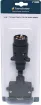 7 pin round to 7 pin flat trailer adapter.  Allows you to connect a trailer with a 7 pin flat connector to a vehicle with large round 7 pin connector. 