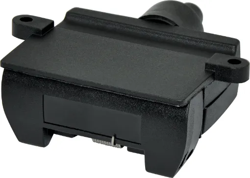 Replacement 7 pin flat trailer socket for chassis mounting to vehicle. Suitable for use with 7 core trailer cable (W 4222). 