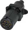 A replacement round 7 pin trailer plug suitable for use with 7 core trailer cable (see W 4222 cable). Suits a 7 pin trailer socket.