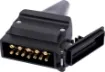 A 12 Pin flat trailer plug. Connects to a 12 pin flat trailer socket (P8097). Suitable for use with 12 core trailer cable.