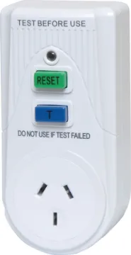 Single Outlet RCD Safety Switch A handy in-line connection residual current detection switch which measures for electrical leakage.