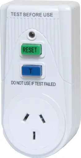 A handy in-line connection residual current detection switch which measures for electrical leakage. 