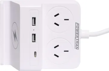 Mains Power Board With USB PD & Wireless Charging Ideal for the work bench, this 2 way power extension board features 2 x type A USB chargers and 20W USB type C PD charging output. Plus a 10W wireless charger holder to keep your phone charged up while you work.