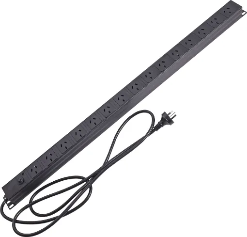 A 15 GPO outlet vertical PDU (power distribution unit) providing a neat solution to supplying mains power to your rack mounted equipment. Simply screw this panel to your rack and plug the equipment in