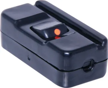Cordline Lamp Rocker Switch Black 10A HPM Mains cord rocker switch. Suits 3 core or fig 8 two wire cables. Double pole. 240VAC 10A rated.