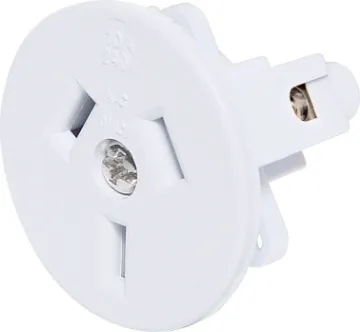 3 Pin 10A Flush Mount Mains Socket (Side Wire Entry) Suits panel thickness 1.0 to 3.0mm.  Mounting depth  26mm . White