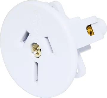 3 Pin 15A Flush Mount Mains Socket (Side Wire Entry) Suits panel thickness 1.0 to 3.0mm.  Mounting depth  26mm . White