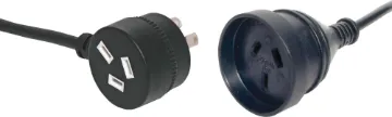10m Black Piggyback Mains Extension Power Cable 10m mains extension cable with piggyback 3 pin mains plug. Black mains plugs and lead.