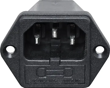 C14 Male Socket Chassis Mount Fused M205 10A IEC With Fuse Holder
Uses M205 type fuse, with space for a spare.
10A 240VAC