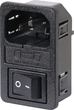 C14 Male Socket Chassis Snap-In Fused Switched 10A IEC Panel cutout 28 x 48mm. Suits 1mm Chassis.
10A 240VAC
Suits M 205 fuse