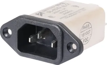 C14 Male Socket Chassis Mount EMI Filter 6A IEC 6A 240VAC with EMI Filter. 6.3mm lugs.