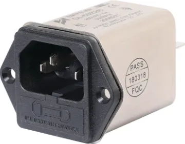 C14 Male Socket Chassis Mount Fused EMI Filter 6A IEC 6A 240VAC  with EMI Filter & Fuse.