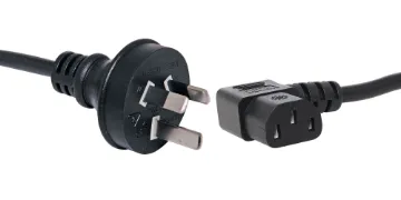 5m IEC C13 90 Deg. 10A 3 Pin Black Appliance Mains Power Cable Energy authority approved.