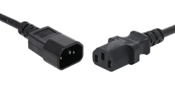 2m IEC C13 To C14 (Male to Fem.) 10A Black Appliance Mains Power Cable IEC Female to IEC Male 2m. Energy Authority approved
