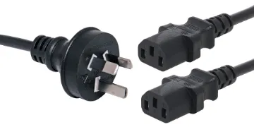 2m Dual IEC C13 10A 3 Pin Black Appliance Mains Power Cable 240V 10A Mains lead with dual IEC female connectors. 
2m length. 
Suitable for powering multiple devices from a single power socket.